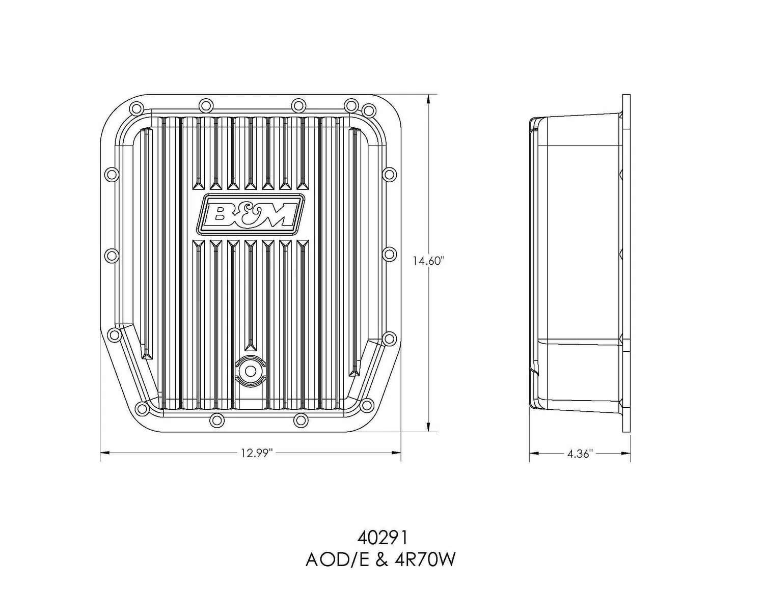 B&M Hi-Tek Deep Trans Pan for AOD_E & 4R70W Transmissions - 40291